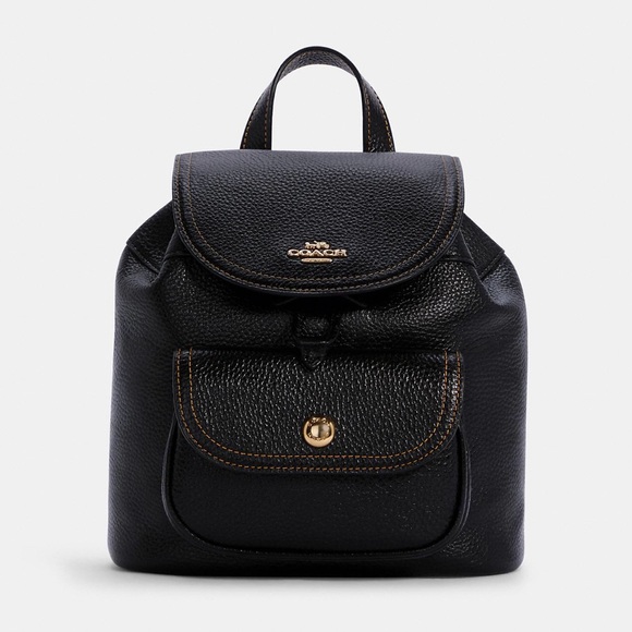 COACH Pennie Backpack 22 in Pebbled Black Leather. NWOT! - Picture 1 of 8